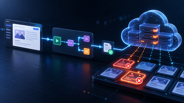 Automation flow purging selected Cloudflare cache entries after a WordPress publish