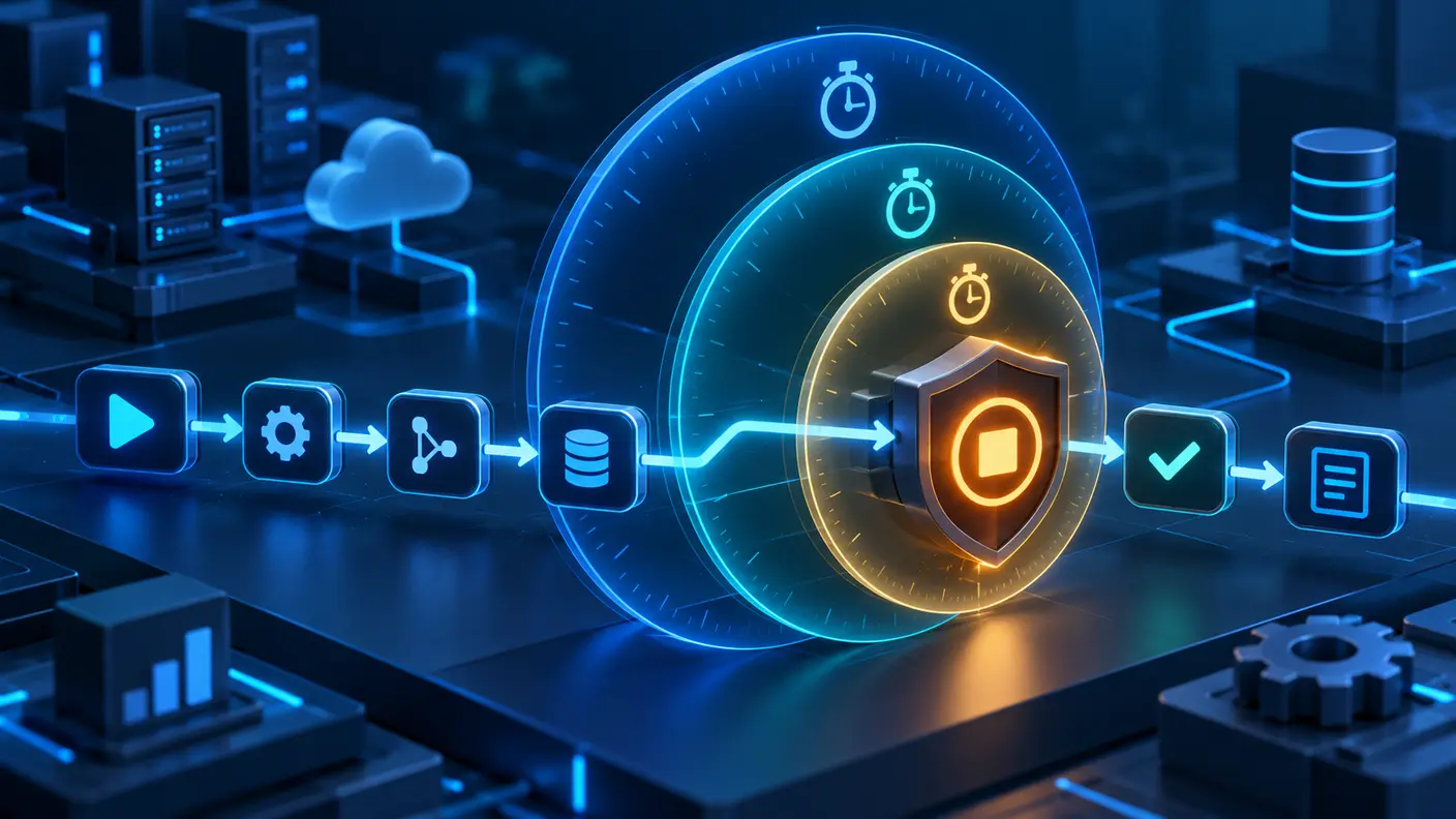 Layered timers protecting an automation workflow from runaway execution